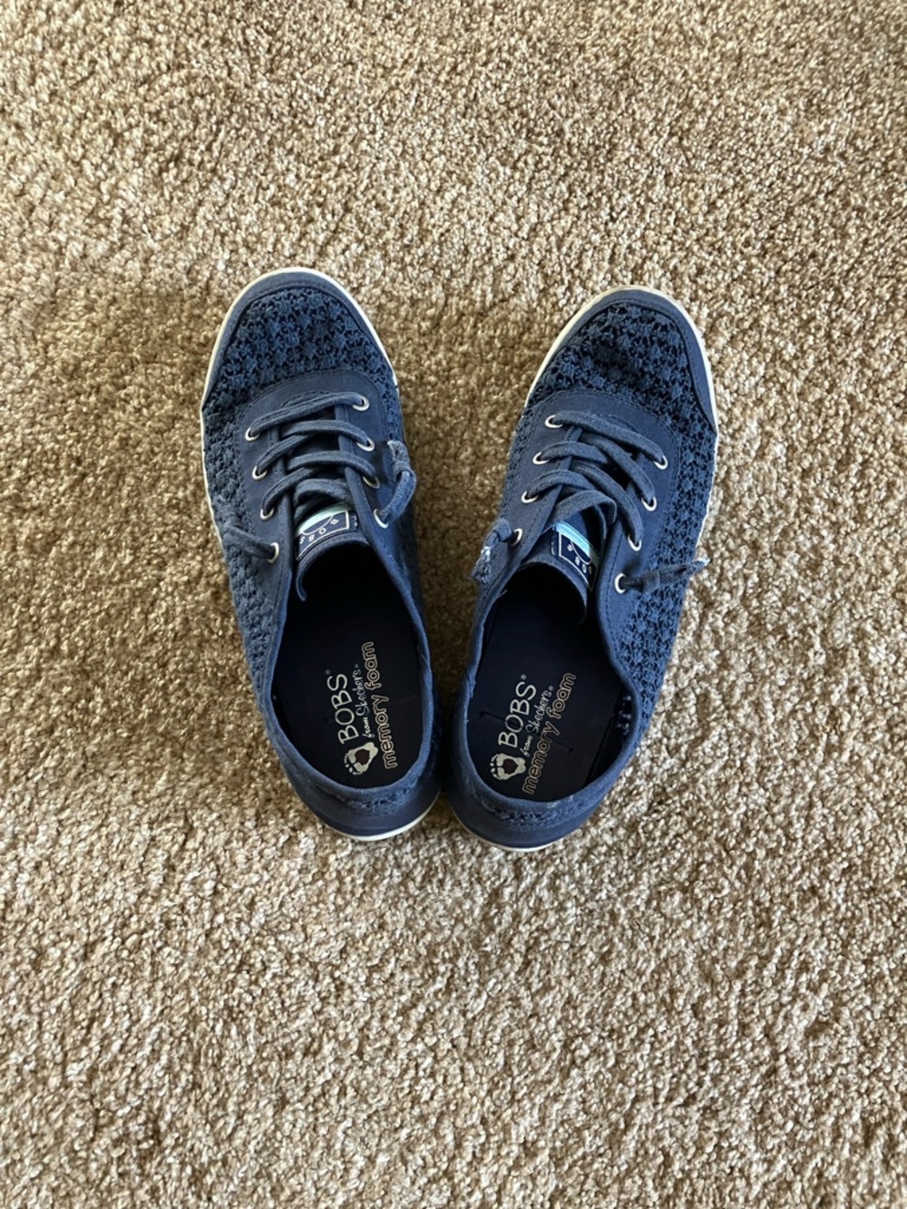 Skechers BOBS Navy Knit Lace-Up Sneakers